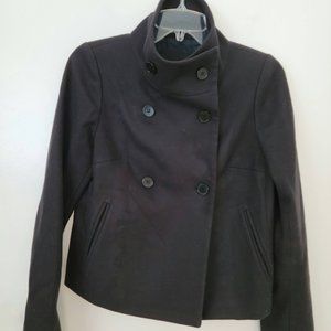 Club Monaco Women's 100% Wool Black Pea Coat